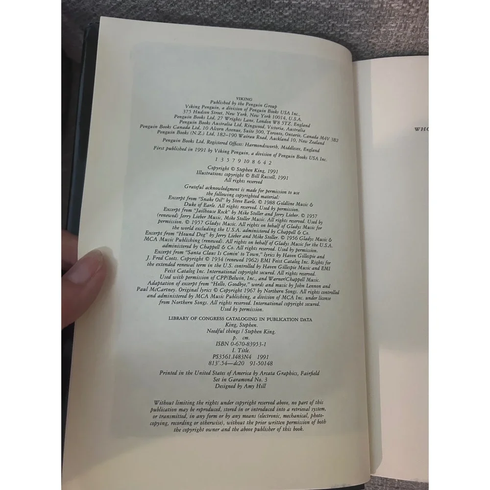 Stephen King Needful Things Book  Black First Edition Hardcover 1991 Viking